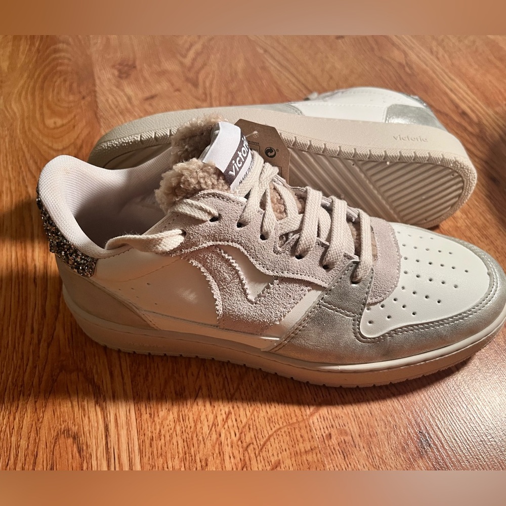 Women's Beige and White Sneakers